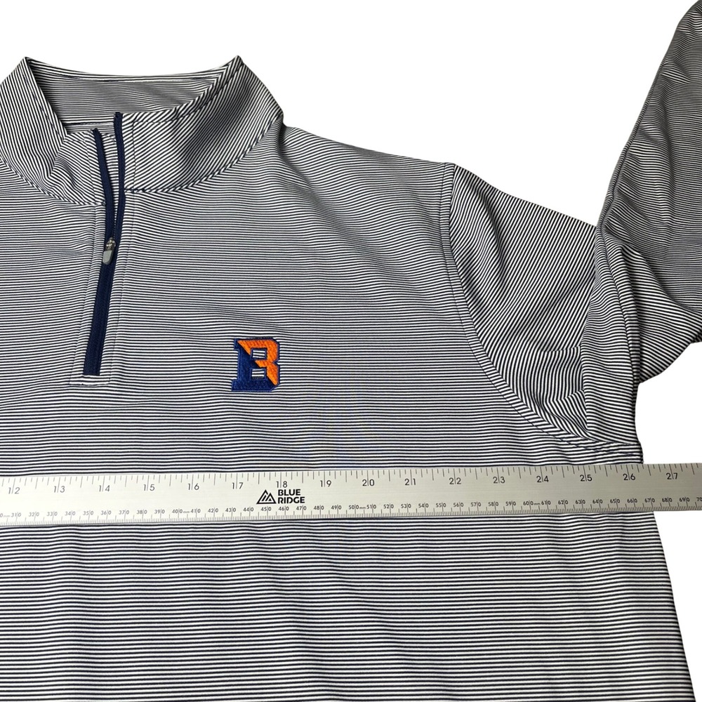 Peter Millar Quarter Zip Pullover Mens XXL Navy White Striped Performance B Logo - Picture 7 of 9